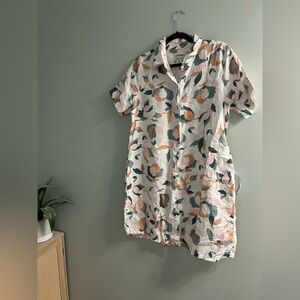 Rachel Zoe 100% linen boho dress summer vacation printed